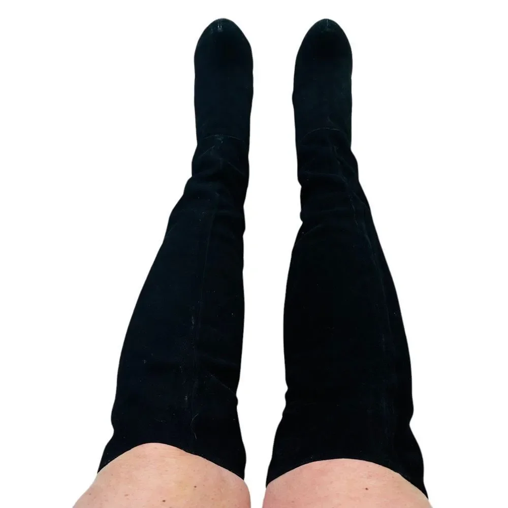 Zodiac Black Suede Over The Knee Stiletto Boots - Size 6